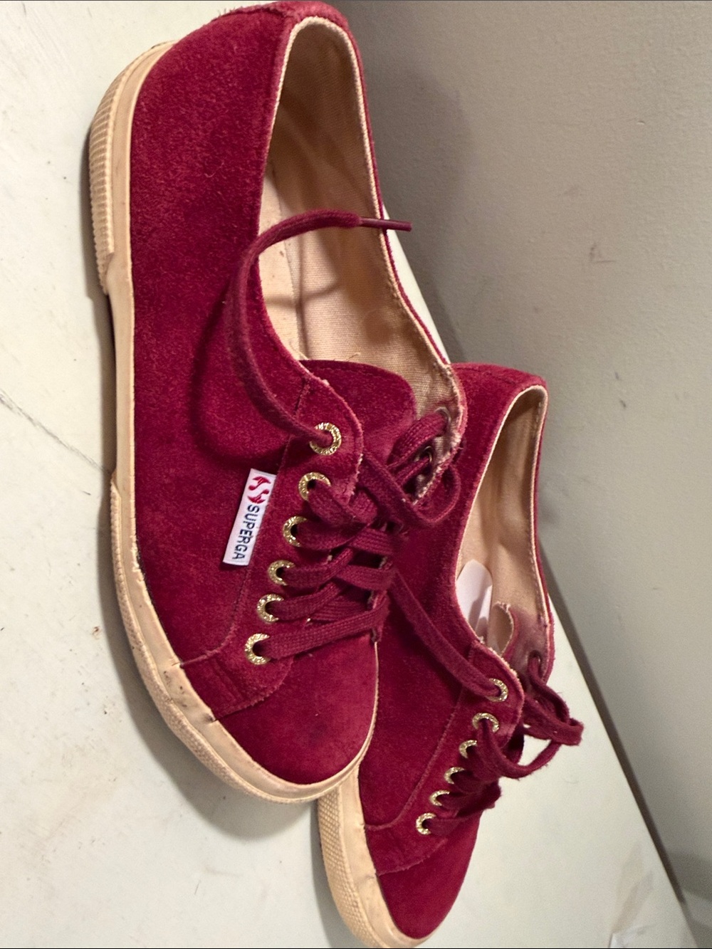Superga Burgundy Suede Low-Top Sneakers